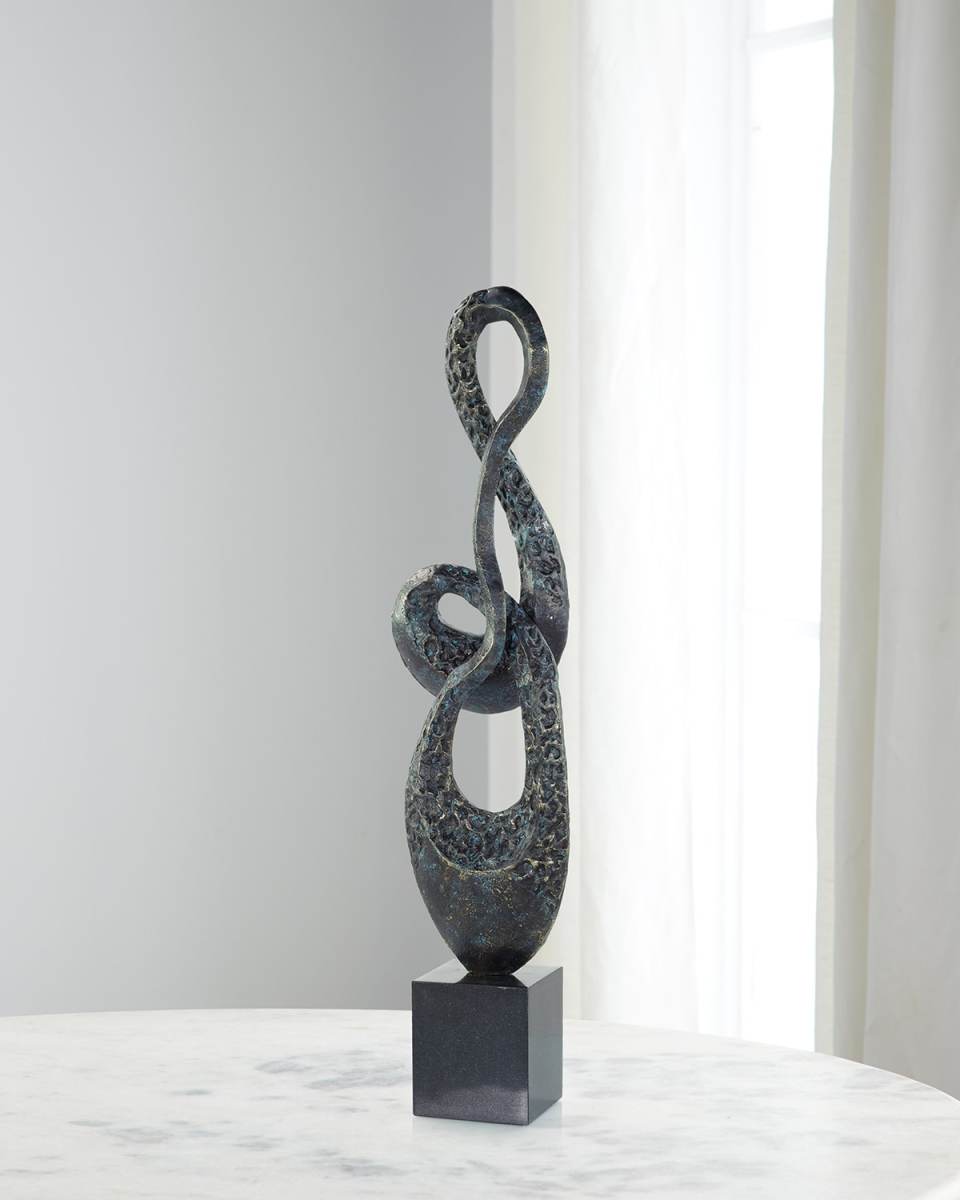 Coiled Metal Sculpture on Marble Base